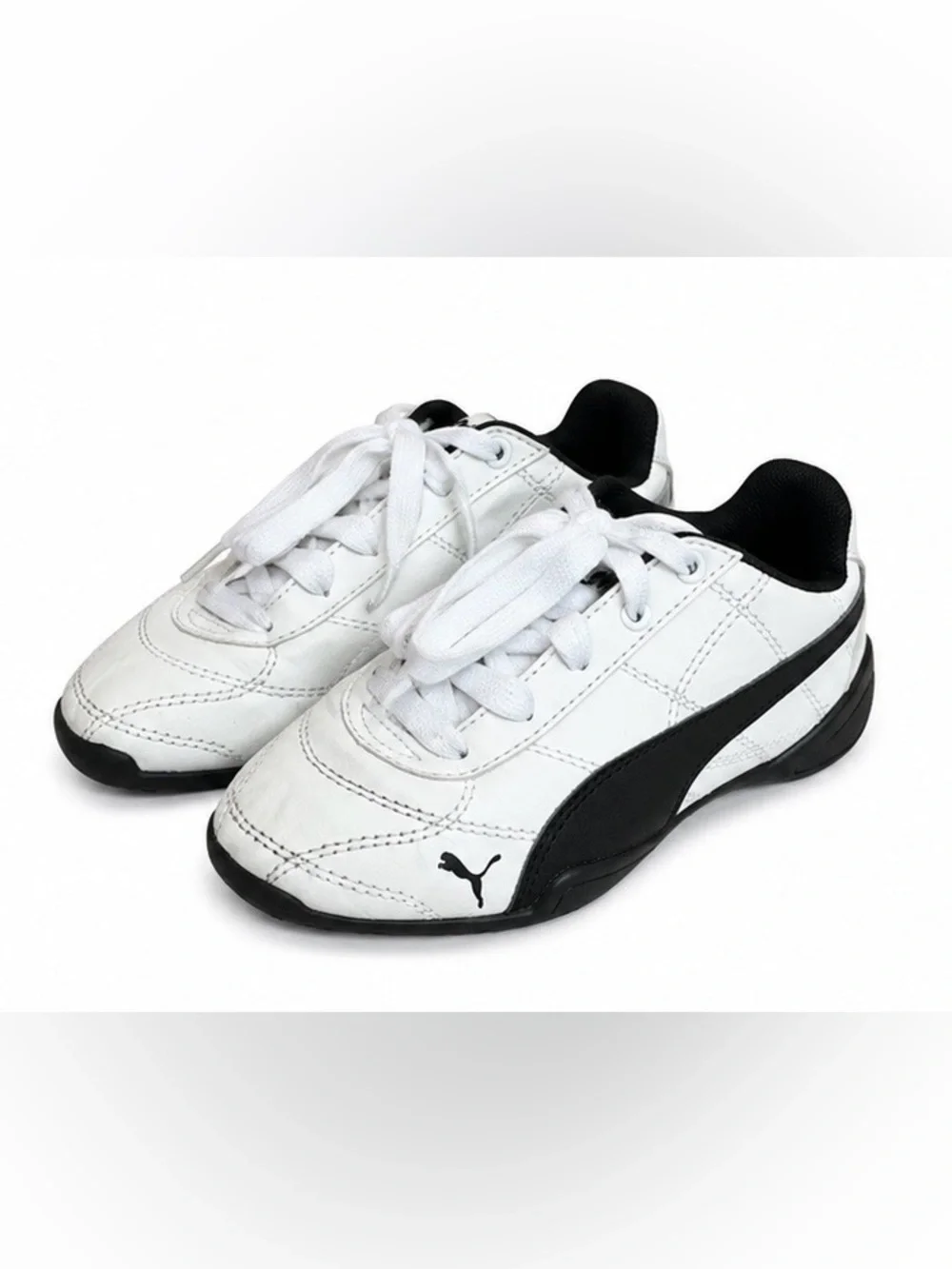 Puma White and Black Lace-Up Sneakers